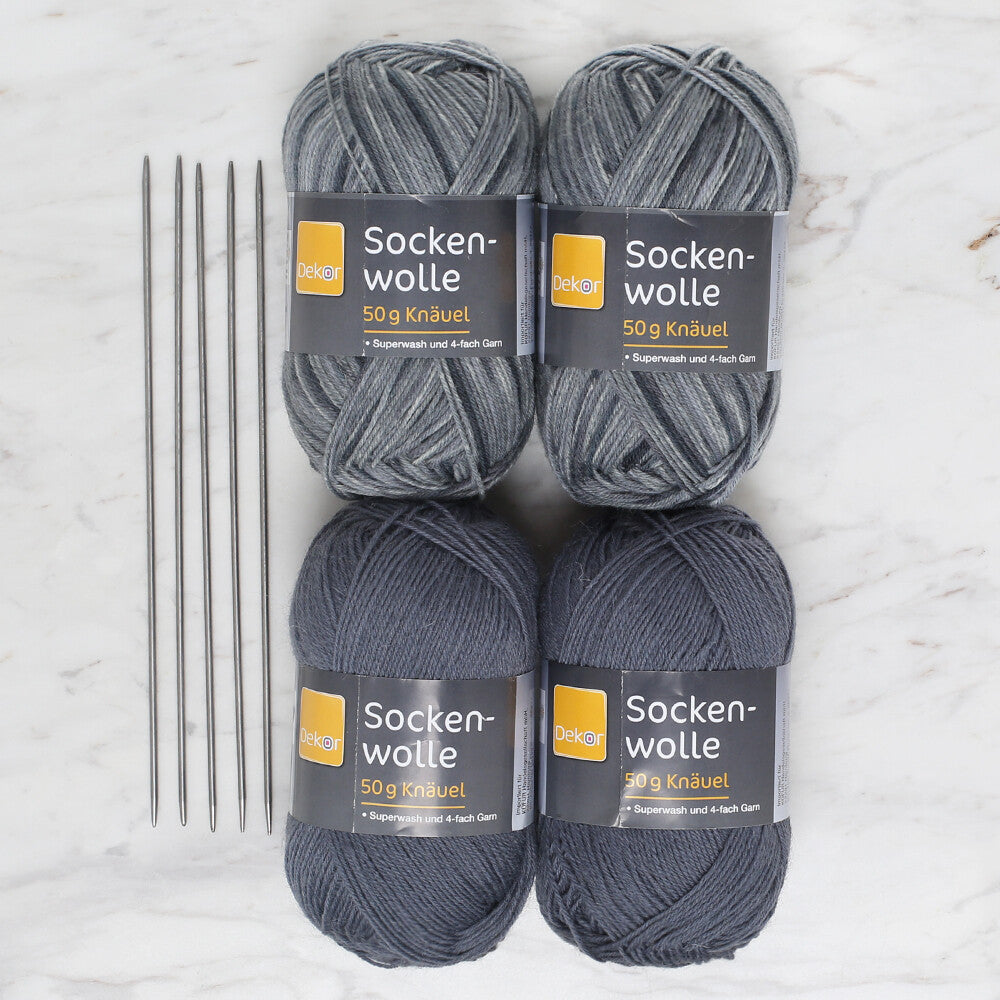 Socken Wolle 4'lü Yumak Ebruli Çorap Örgü İpi